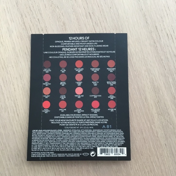 Add-on MAC new "Love Me" Liquid Colour Lipstick Samples Set - Picture 2 of 2